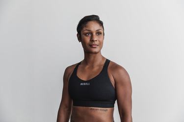 Nobull Pace Plush Heather Women's Sports Bras Black | Australia (HF1740)
